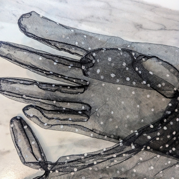 Anthropologie Polka Dot Sheer Opera Gloves - Picture 5 of 6
